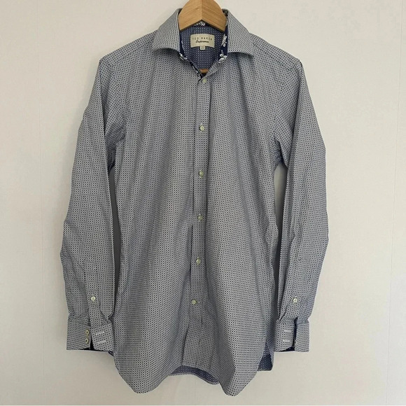 Ted Baker Dress Shirt Men 32/33 Blue Pattern Neck 14.5 Button Up Long Sleeve - Picture 1 of 14